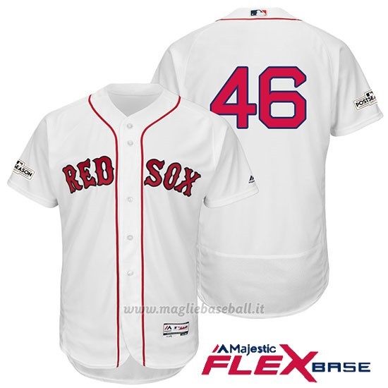Maglia Baseball Uomo Boston Red Sox 2017 Postseason 46 Craig Kimbrel Bianco Flex Base